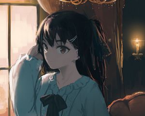 Preview wallpaper girl, glance, dress, anime, art, cartoon