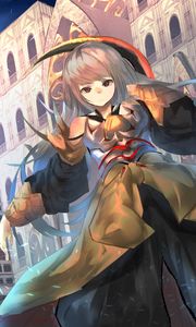 Preview wallpaper girl, glance, dress, castle, anime, art