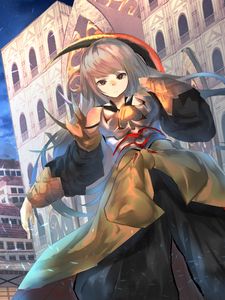 Preview wallpaper girl, glance, dress, castle, anime, art