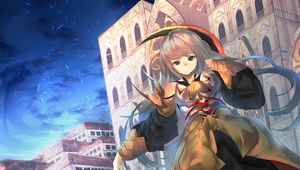 Preview wallpaper girl, glance, dress, castle, anime, art