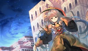 Preview wallpaper girl, glance, dress, castle, anime, art