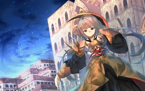 Preview wallpaper girl, glance, dress, castle, anime, art