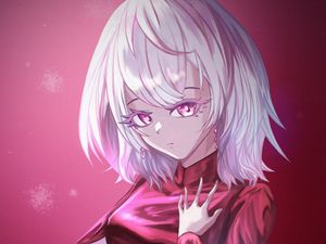 Preview wallpaper girl, glance, dress, anime, art, red