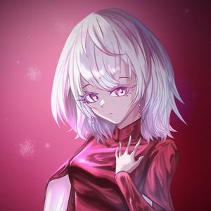 Preview wallpaper girl, glance, dress, anime, art, red