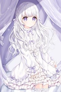 Preview wallpaper girl, glance, dress, lilac, anime, art, light