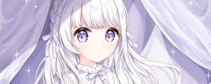 Preview wallpaper girl, glance, dress, lilac, anime, art, light