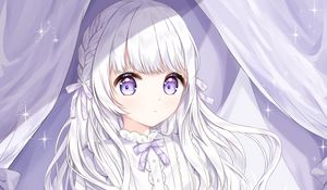 Preview wallpaper girl, glance, dress, lilac, anime, art, light