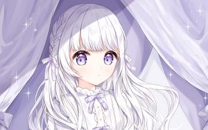 Preview wallpaper girl, glance, dress, lilac, anime, art, light