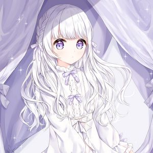 Preview wallpaper girl, glance, dress, lilac, anime, art, light