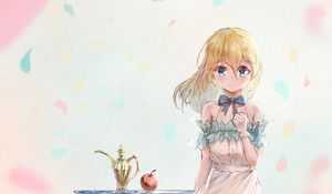 Preview wallpaper girl, glance, dress, anime, art, light