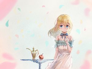 Preview wallpaper girl, glance, dress, anime, art, light