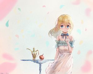 Preview wallpaper girl, glance, dress, anime, art, light