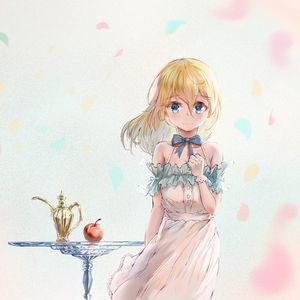 Preview wallpaper girl, glance, dress, anime, art, light