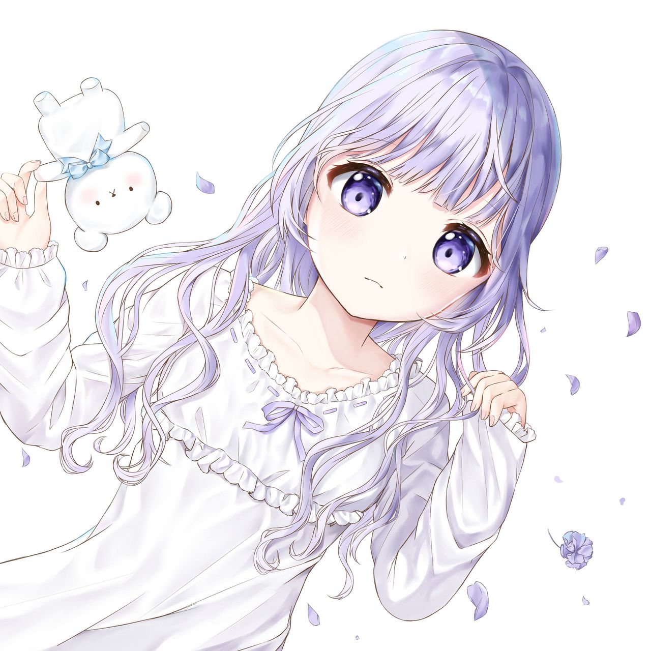 Light Purple Eyes White Hair Dress Anime Girl HD Anime Girl Wallpapers, HD  Wallpapers