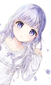 Preview wallpaper girl, glance, dress, anime, art, light, purple