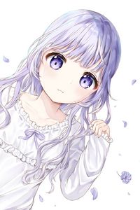 Preview wallpaper girl, glance, dress, anime, art, light, purple