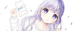 Preview wallpaper girl, glance, dress, anime, art, light, purple