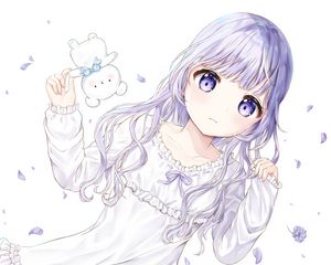 Preview wallpaper girl, glance, dress, anime, art, light, purple