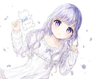 Preview wallpaper girl, glance, dress, anime, art, light, purple