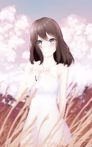 Preview wallpaper girl, glance, dress, field, anime, art