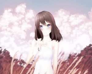 Preview wallpaper girl, glance, dress, field, anime, art