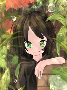 Preview wallpaper girl, glance, drops, anime, art
