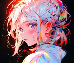 Preview wallpaper girl, glance, earring, anime, art, bright