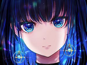 Preview wallpaper girl, glance, earrings, glow, anime