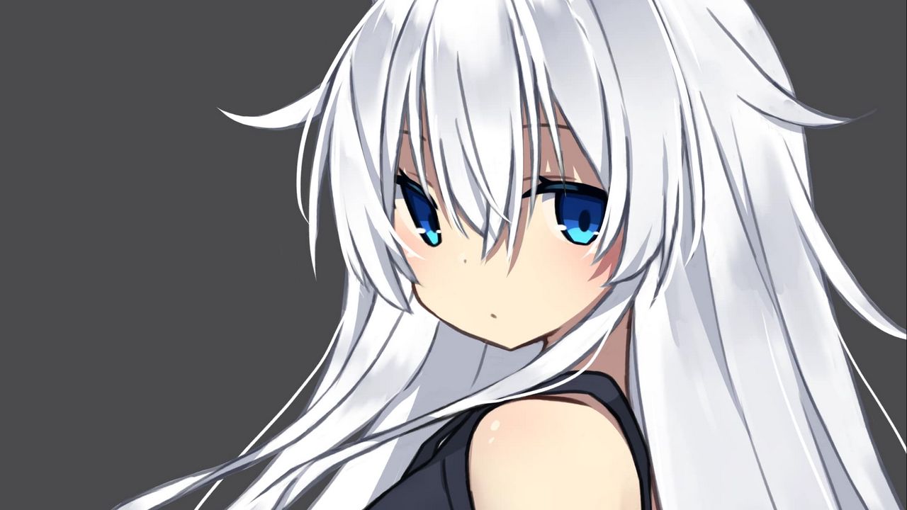 Wallpaper girl, glance, ears, anime, art, white