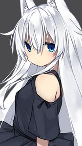 Preview wallpaper girl, glance, ears, anime, art, white