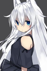 Preview wallpaper girl, glance, ears, anime, art, white