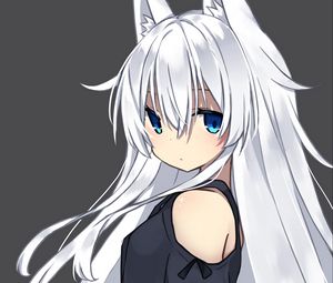 Preview wallpaper girl, glance, ears, anime, art, white