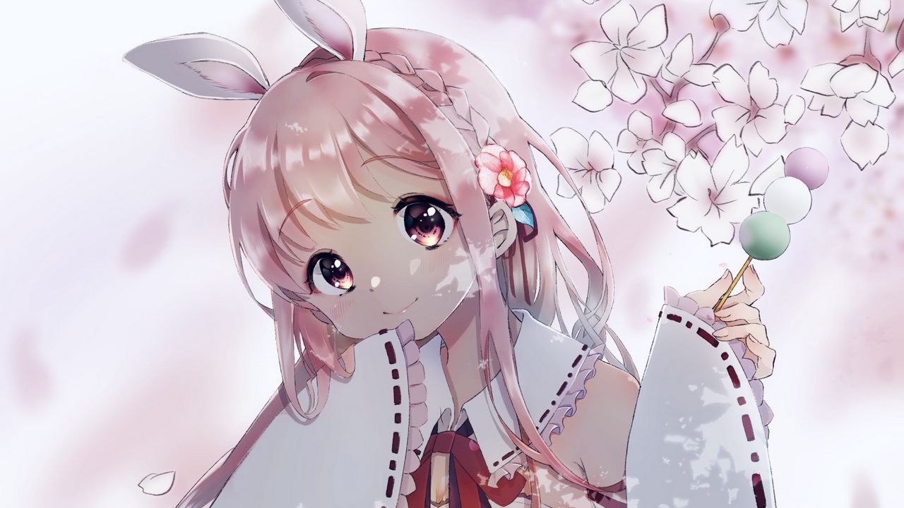 Wallpaper girl, glance, ears, sakura, anime