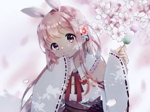 Preview wallpaper girl, glance, ears, sakura, anime