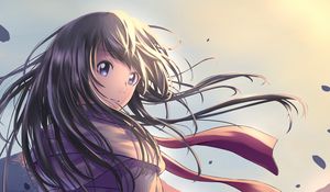 Preview wallpaper girl, glance, embankment, anime