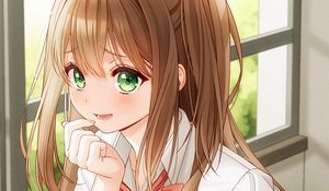 Preview wallpaper girl, glance, embarrassment, anime