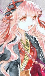 Preview wallpaper girl, glance, emotion, watercolor, snow, anime