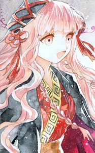 Preview wallpaper girl, glance, emotion, watercolor, snow, anime