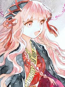 Preview wallpaper girl, glance, emotion, watercolor, snow, anime