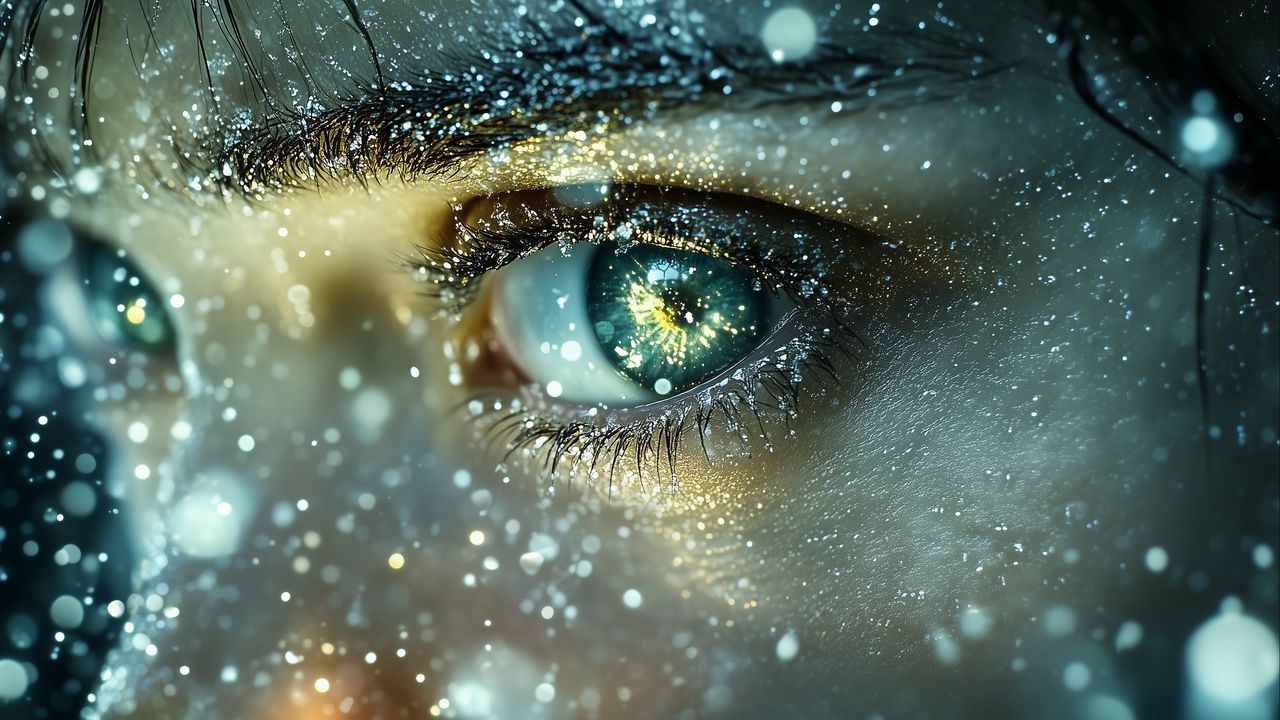 Wallpaper girl, glance, eye, glow