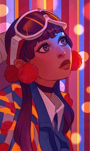 Preview wallpaper girl, glance, face, glare, art
