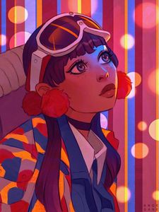 Preview wallpaper girl, glance, face, glare, art