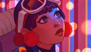 Preview wallpaper girl, glance, face, glare, art