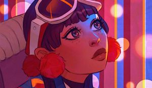 Preview wallpaper girl, glance, face, glare, art