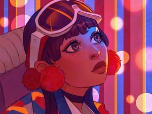 Preview wallpaper girl, glance, face, glare, art