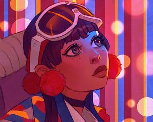 Preview wallpaper girl, glance, face, glare, art