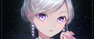 Preview wallpaper girl, glance, face, cute, anime, art, cartoon