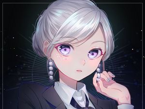 Preview wallpaper girl, glance, face, cute, anime, art, cartoon