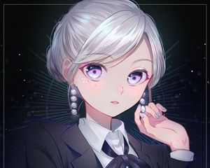 Preview wallpaper girl, glance, face, cute, anime, art, cartoon
