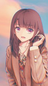 Preview wallpaper girl, glance, face, cute, anime